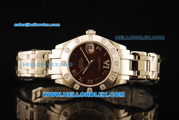 Rolex Datejust Automatic Movement Full Steel with Brown Dial and Diamond Bezel-ETA Coating Case - Click Image to Close